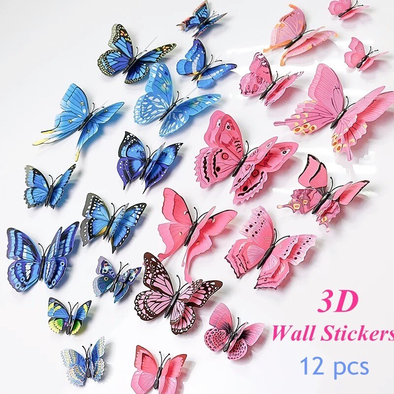 Download 12pcs 3d Wallpaper Colorful Pvc Magnet Butterfly Diy Butterfly Art Decal Wall Mural Stickers Home Decoration Shopee Philippines