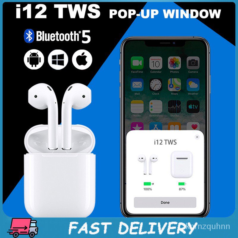 I12 Tws Bluetooth 5.0 Earphone Earbuds Headphone Popup Window Hifi