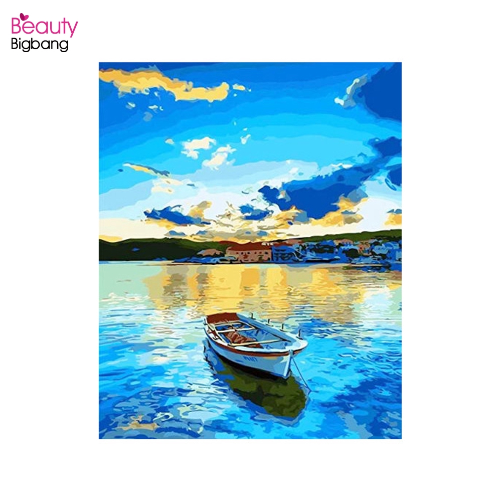 Cod Paint By Numbers Diy Oil Painting Single Boat Canvas Print Wall Art Home Decoration Without Frame Shopee Philippines