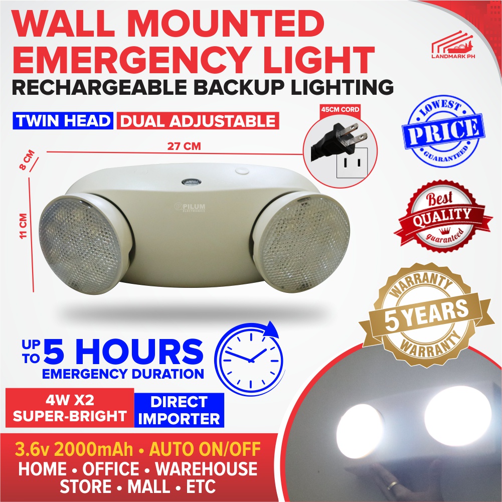 Wall Mounted Emergency LED Light Portable Dual Adjustable