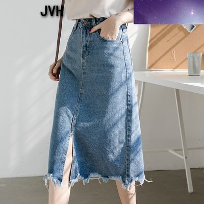 denim skirt with side split