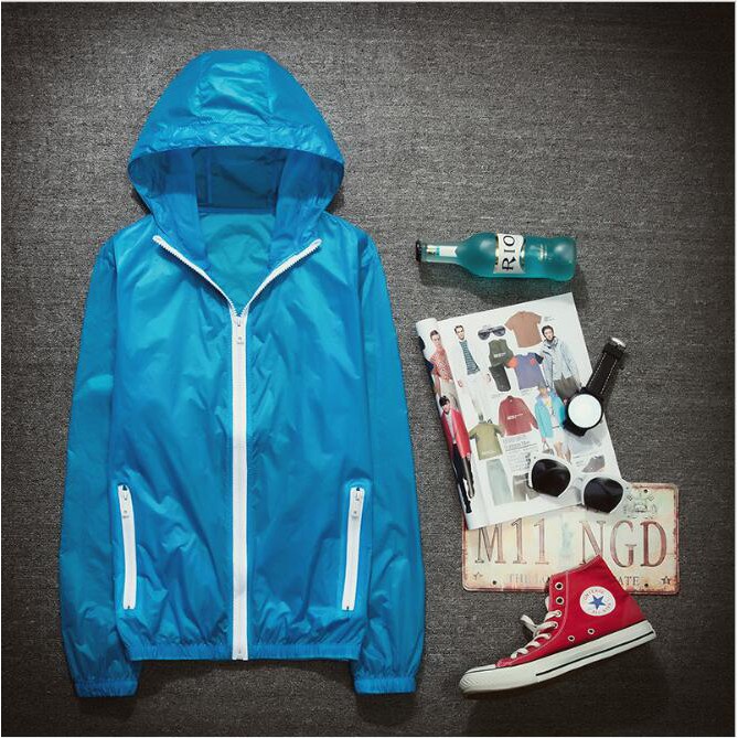 Men's Waterproof Windbreaker ZIPPER Jacket hoodie Light Sports Outwear Coat Gym 