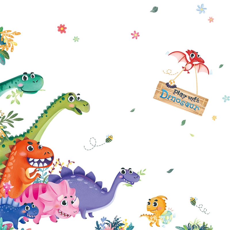 Cartoon Dinosaur Wallpaper Self Adhesive Children S Room Decor Shopee Philippines