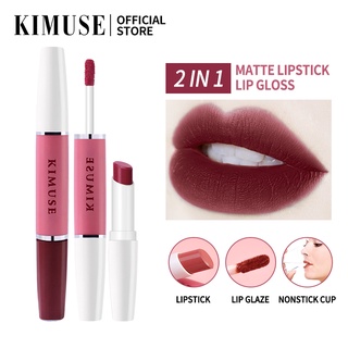 KIMUSE 2 in 1 Waterproof Lipstick Matte and Waterproof Lip Gloss 12 colors