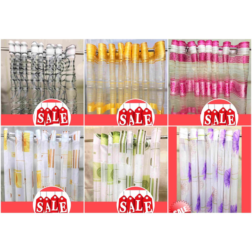 Bnew Lace Curtain 2 Panel Sets Assorted Shopee Philippines