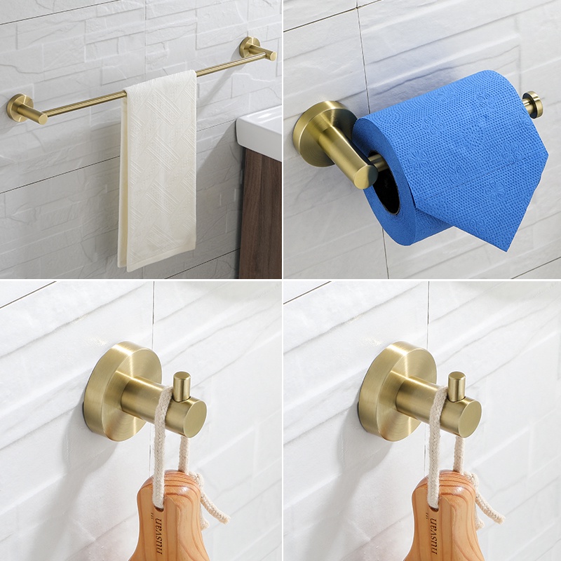 Brushed Gold 4Piece Stainless Steel Bathroom Accessories Hardware Set