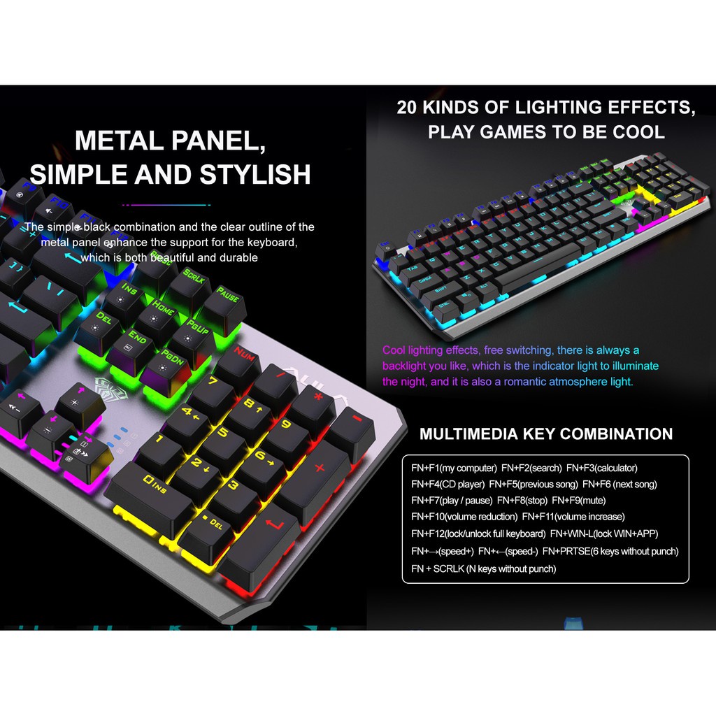 AULA F2066-II True Mechanical Keyboard with Color Backlight Software  Control Gaming for Laptop Computer | Shopee Philippines