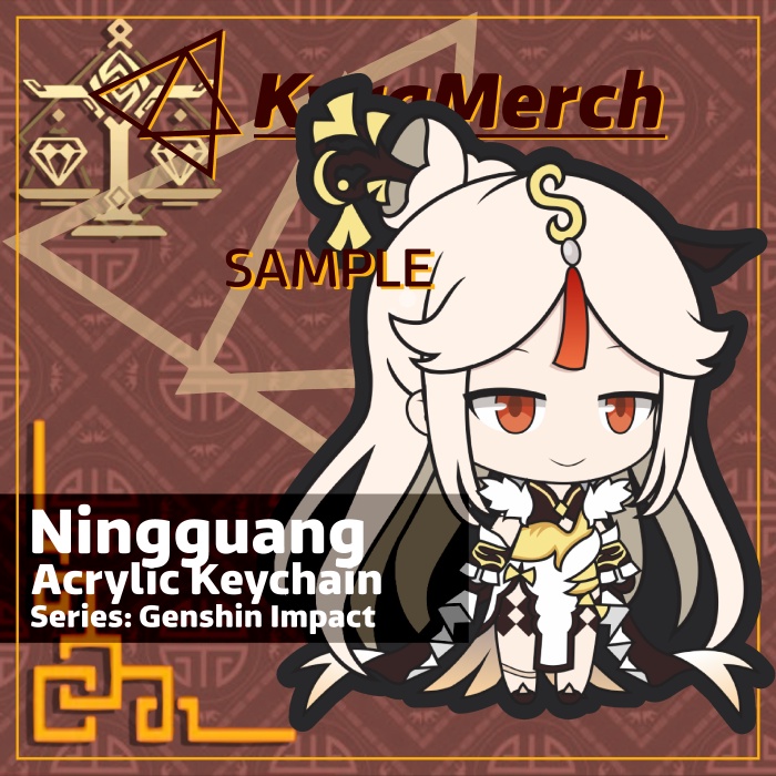 Genshin Impact Ningguang Design Black Side Double Acrylic Keychain 6cm