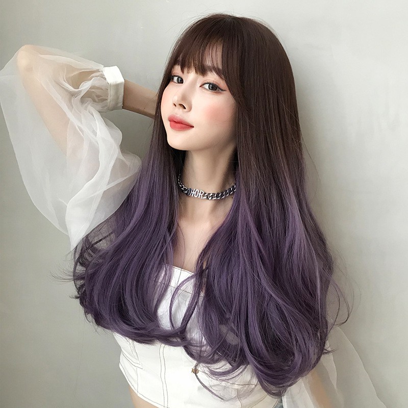 SEVEN QUEEN* Wig female long hair three-color gradient long curly hair color  trend long curly hair whole head cover foreign trade | Shopee Philippines