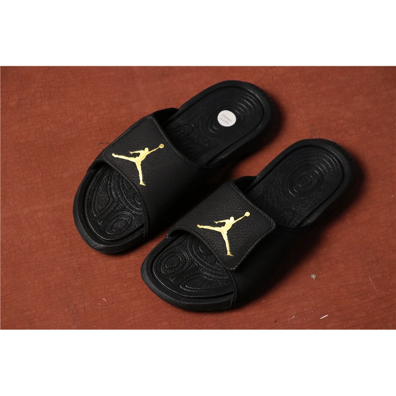 jordan hydro 6 slides black and gold