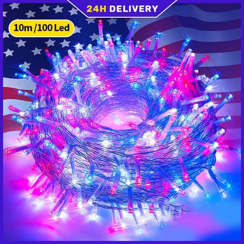 100 LED String Lights Indoor Outdoor Warm White Christmas Lights Clear Wire Waterproof
