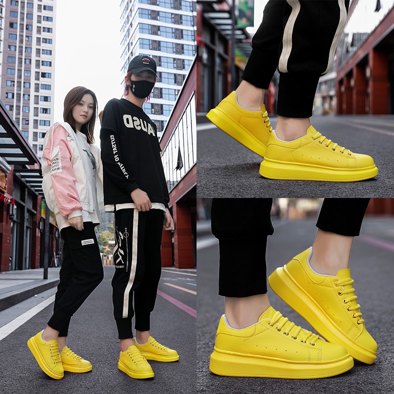 Men's Sneakers Casual Summer 2021 Women Fashion Leather Male Designer Yellow  Rubber Boots Larger | Shopee Philippines