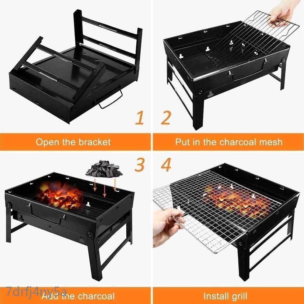 Portable Stainless Steel Barbecue Grill Pits (Black) | Shopee Philippines