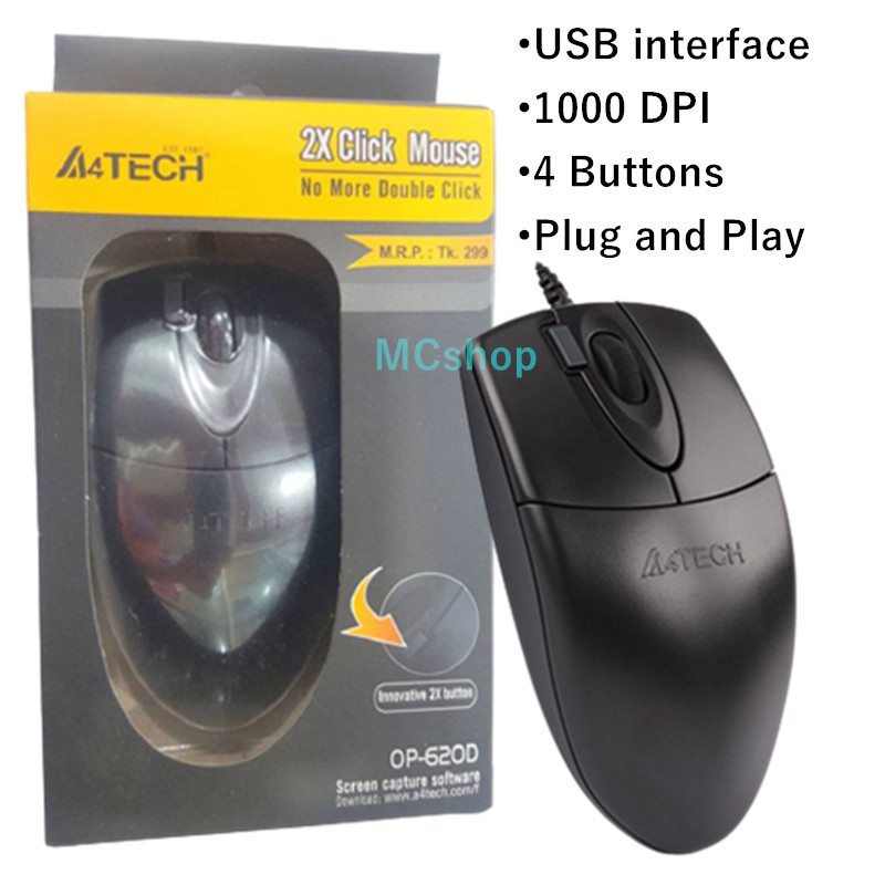 A4tech OP-620D 2X Click USB Optical Mouse | Shopee Philippines