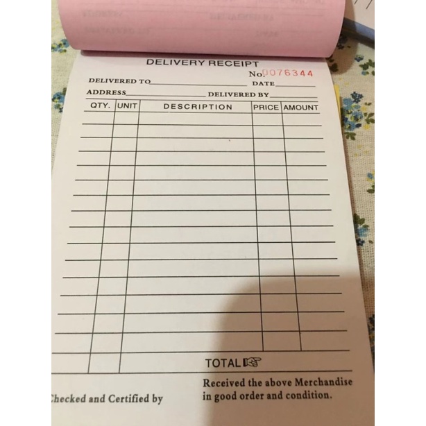 BIG DELIVERY RECEIPT Resibo (vertical) duplicate and triplicate carbon