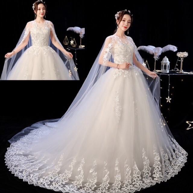 wedding dress with long gloves