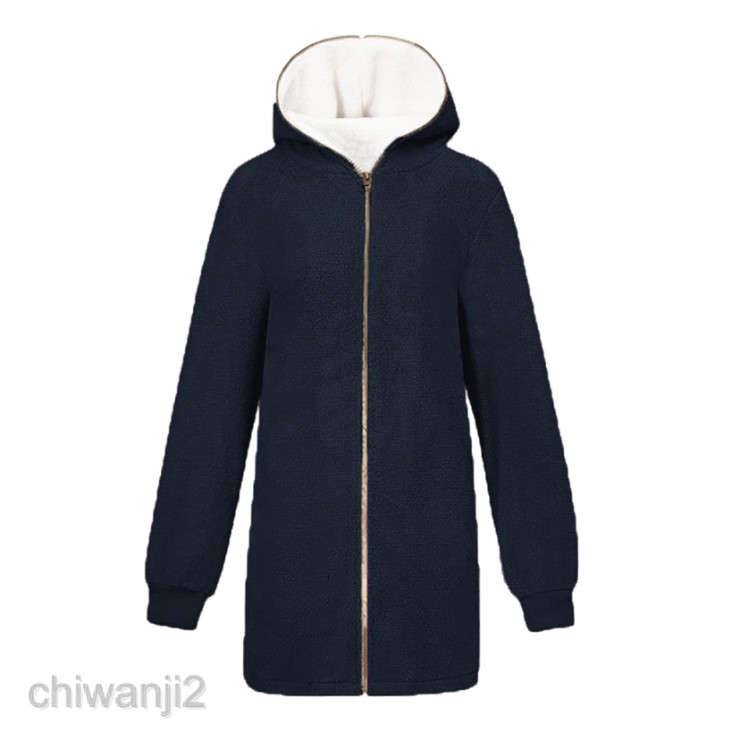 hooded open front lamb wool coat