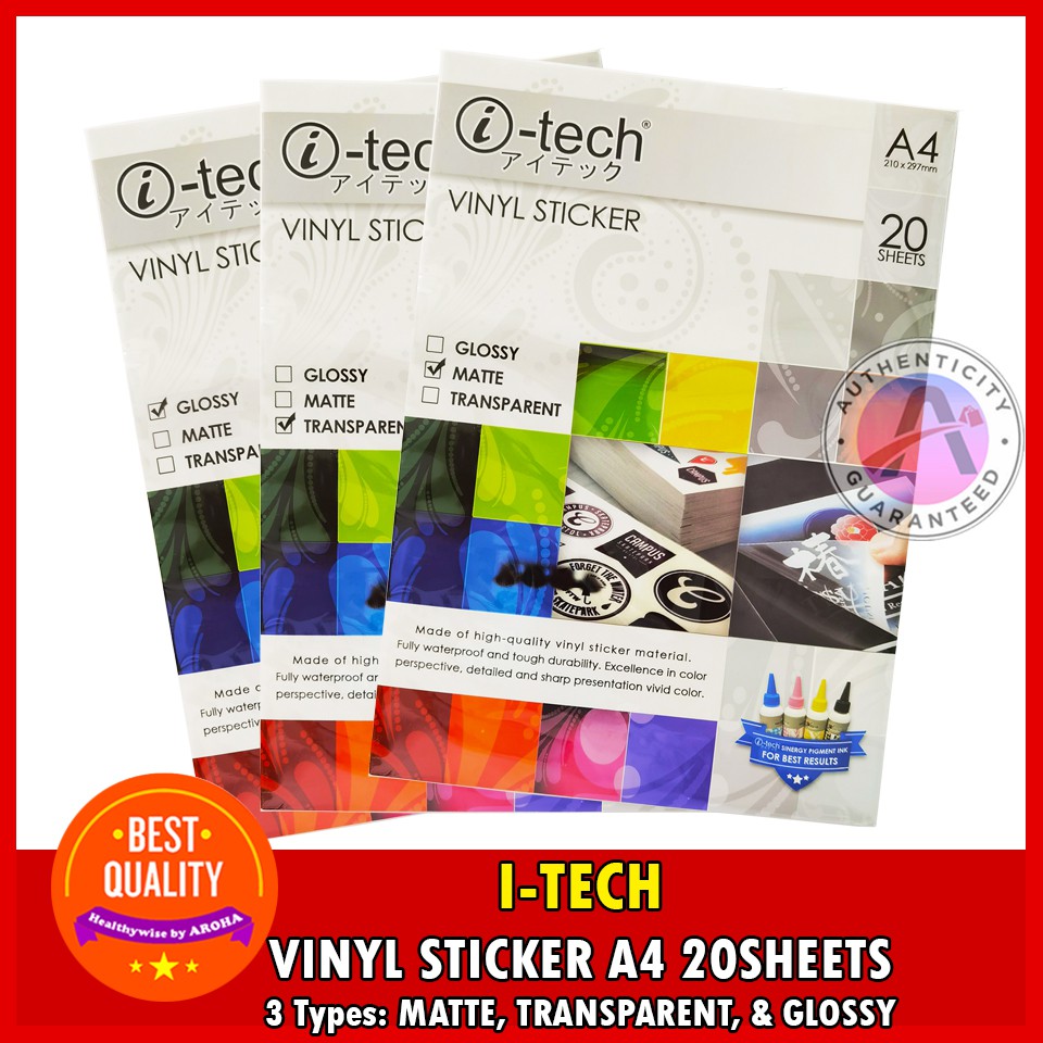 itech Vinyl Sticker Waterproof A4 (Matte / Glossy / Transparent