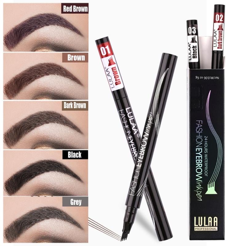 Lulaa 4 Points Eyebrow Pen Multiple Color Brow Pencil Microblading Eyebrow Pencil Waterproof 