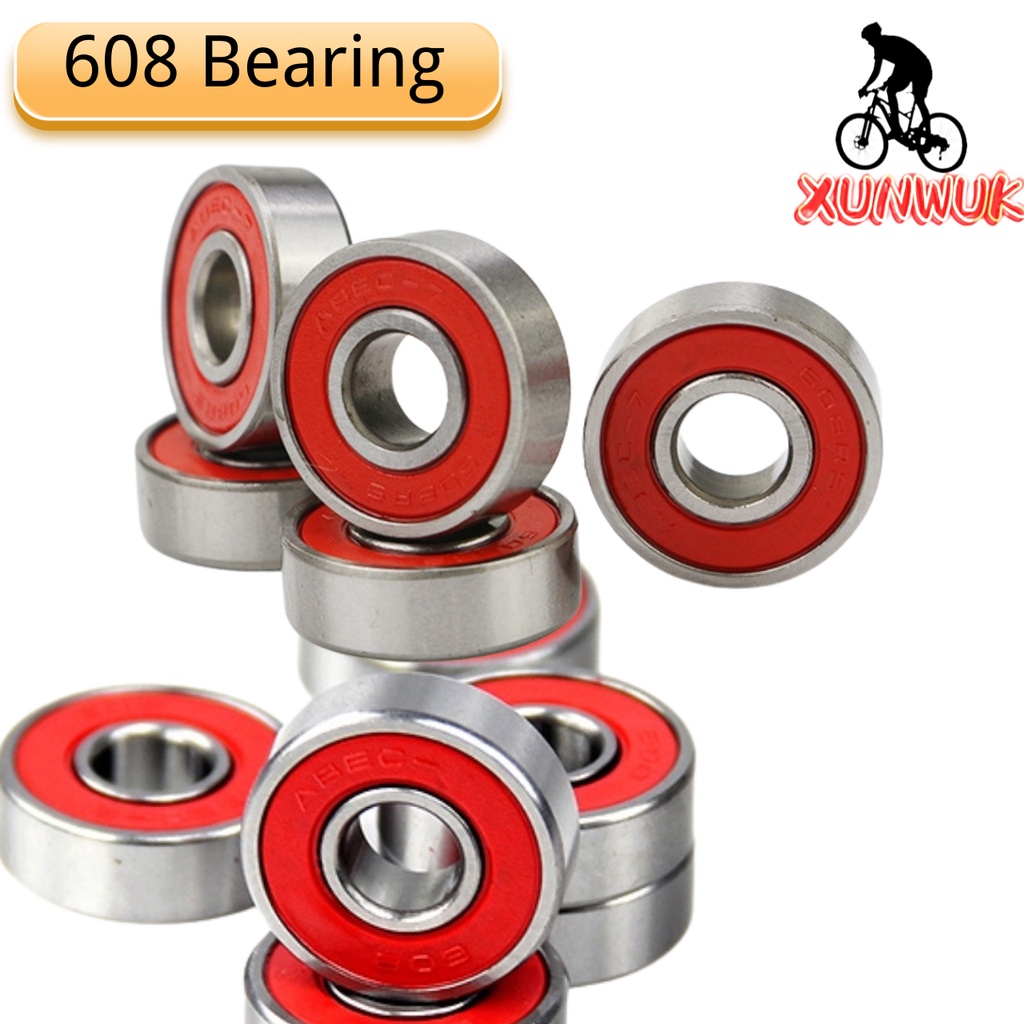 1 pc 608 2RS Antirust Skateboard Skate Wheel Bearing Inline Roller Red Sealed 8x22x7mm Shaft