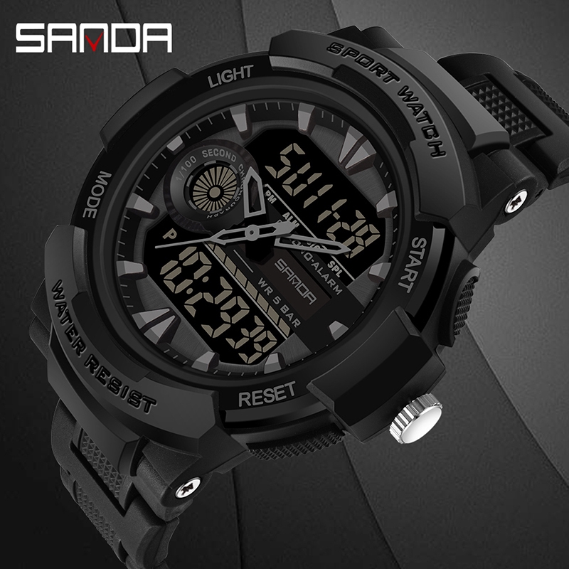 Sanda Men's Sport Quartz Waterproof Watch for Man Dual Time Watches