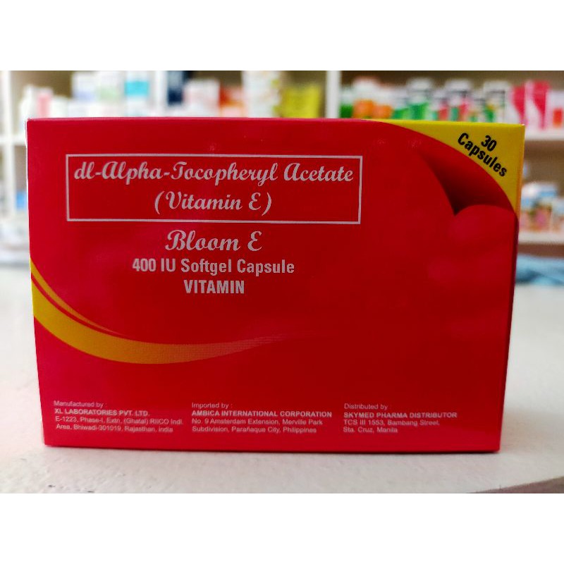 Dl Alpha Tocopheryl Acetate Vitamin E Bloom E 400 Iu Softgel Capsule Vitamin 30capsules Shopee Philippines