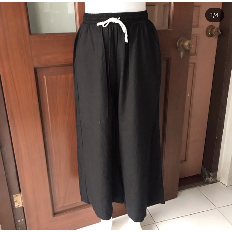 black linen high waisted pants