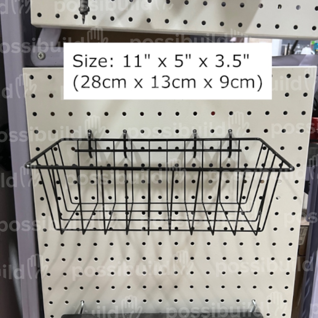 Possibuild Pegboard Wire Basket with Hook, for Organization Storage