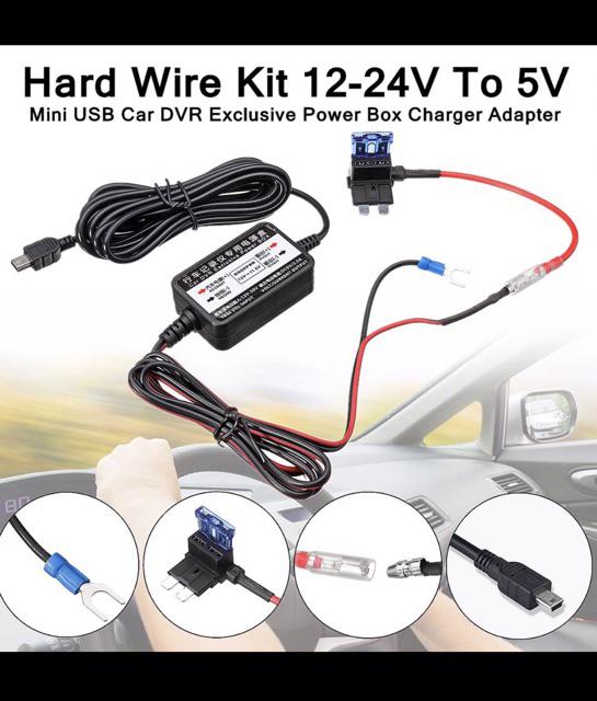 1224V To 5V 2.5A Car Dash Cam Charger Adapter Hard Wire Kit Shopee