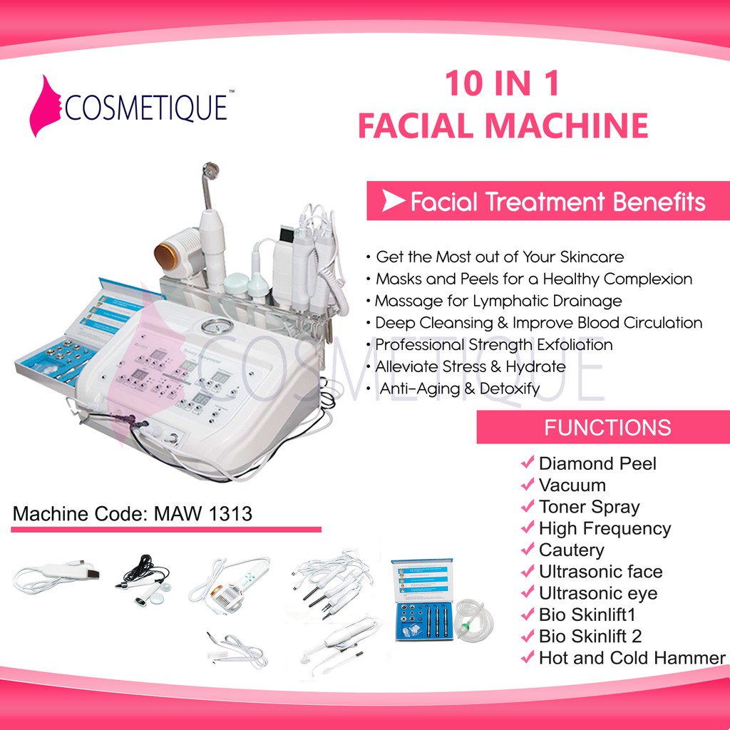 10 in 1 Facial Machine With Hot/Cold Hammer Cautery High Frequency