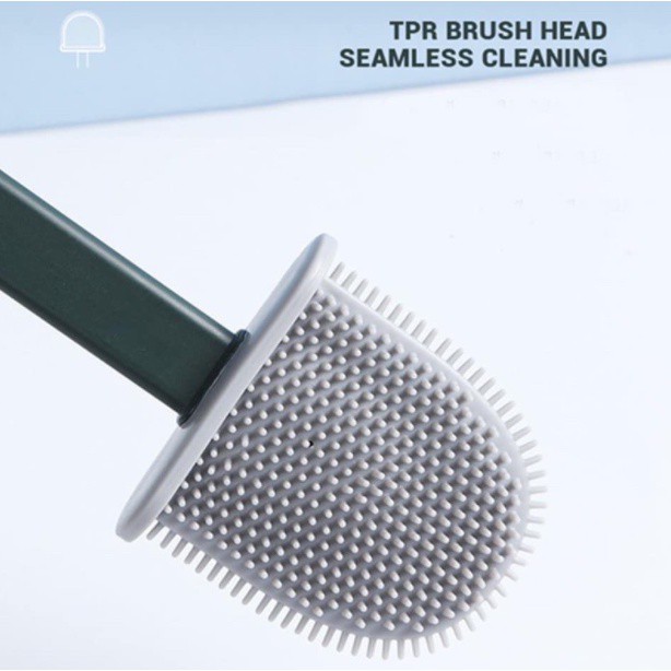【Panda】Silicone Toilet Brush Soft Glue Dead Corner Cleaning Brush Toilet Gap Brush Long Handle