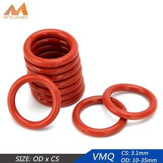 [Ready Stock &COD] 50PCS Silicone Rubber VMQ Sealing O-ring Replacement White Red Durable  Seal O rings Gasket Ring Washer OD 10mm-35mm CS 3.1mm Oil Resistance Wear Resistance Waterproof #1