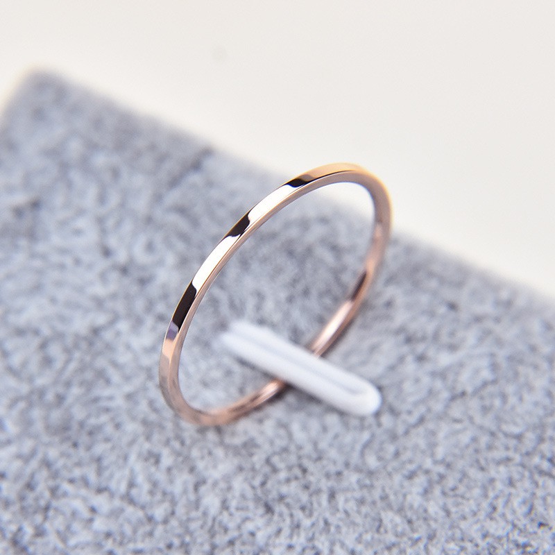 Simple Fine Ring Plain Titanium Ring Steel Rose Gold Extremely Ring Jewelry Gift 