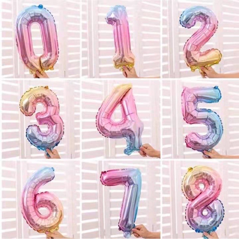 16inch Gradient Rainbow Foil Number Balloon | Shopee Philippines