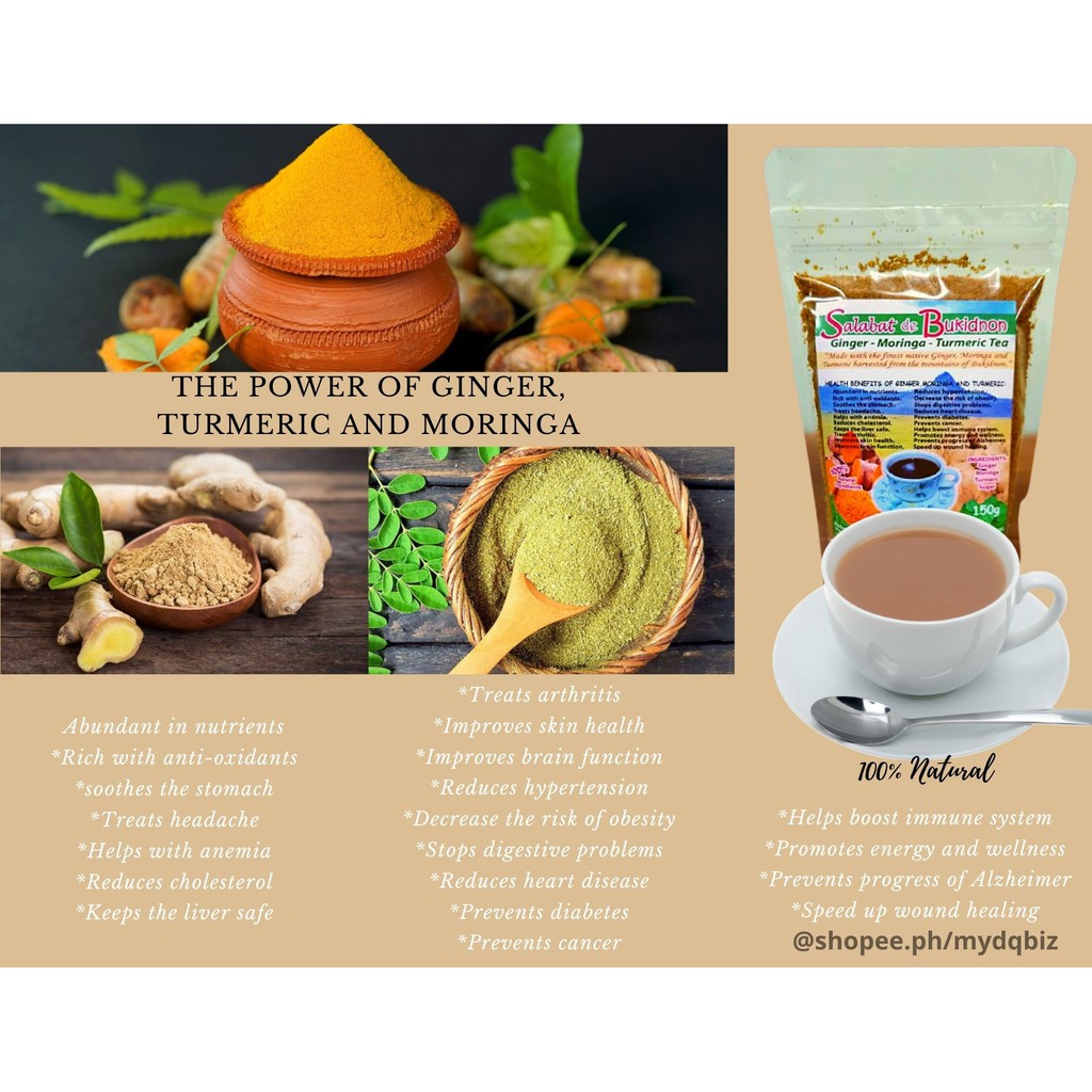 Tea/SalabatMoringa, Turmeric, Ginger 100 Natural Organic . Shopee Philippines
