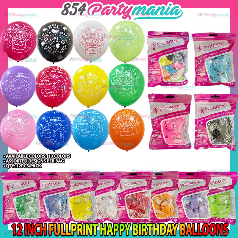 12pcs Happy Birthday Printed Balloons birhtday balloon balloons ...