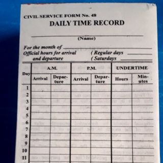 Example of daily time record and daily task record picture