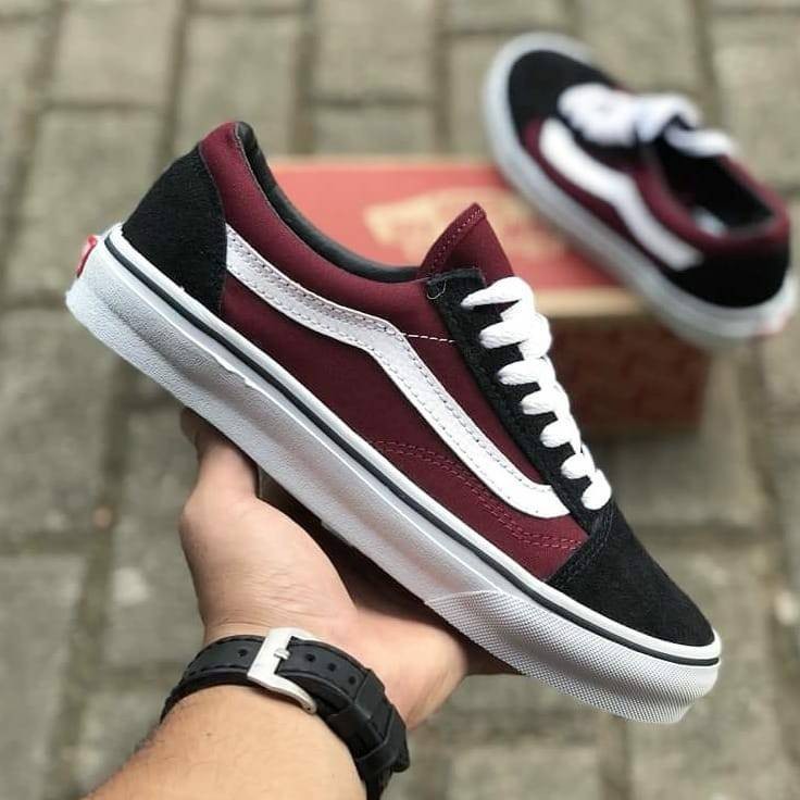 maroon black vans