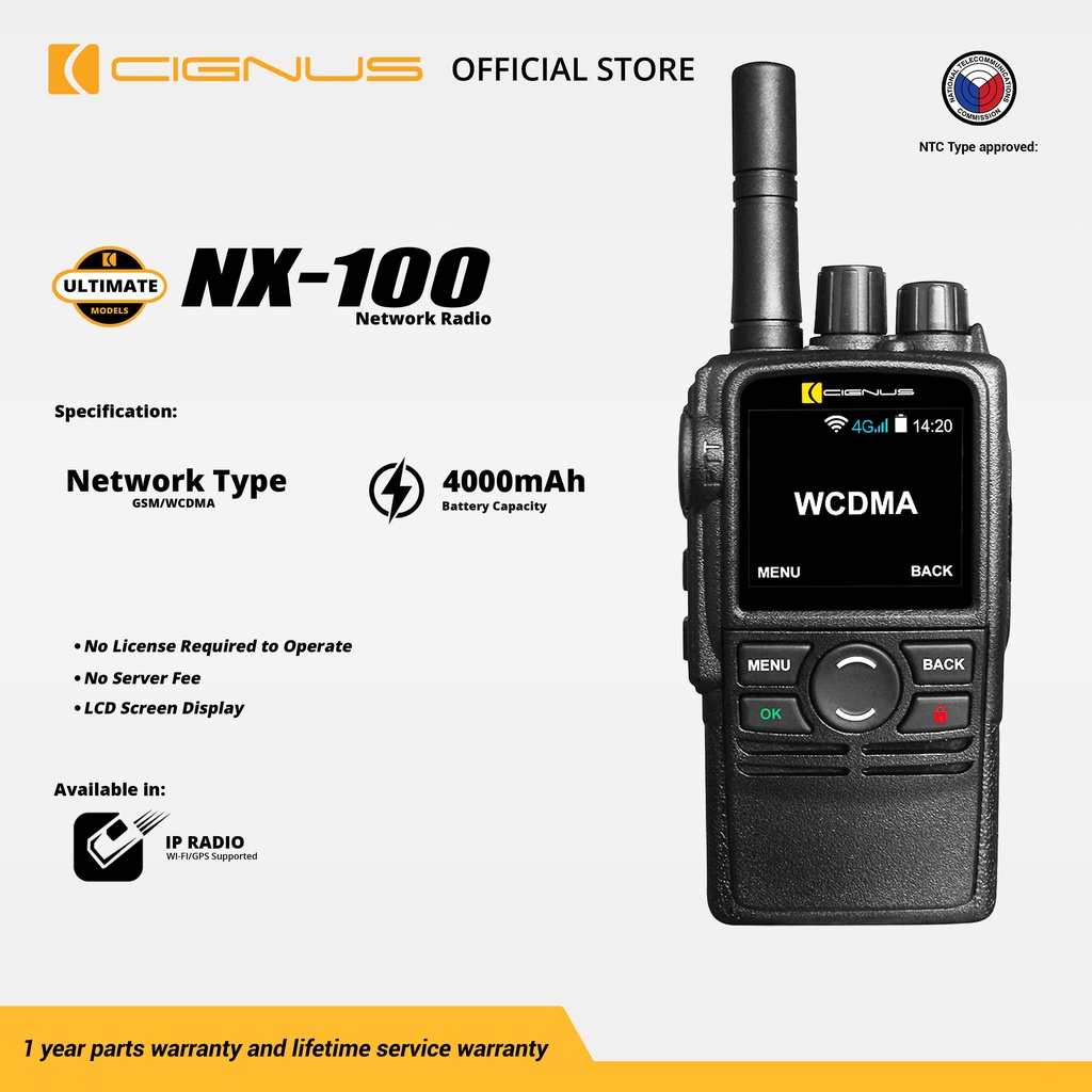 CIGNUS Ultimate Model NX100 Network Communication Wifi Two Way Radio
