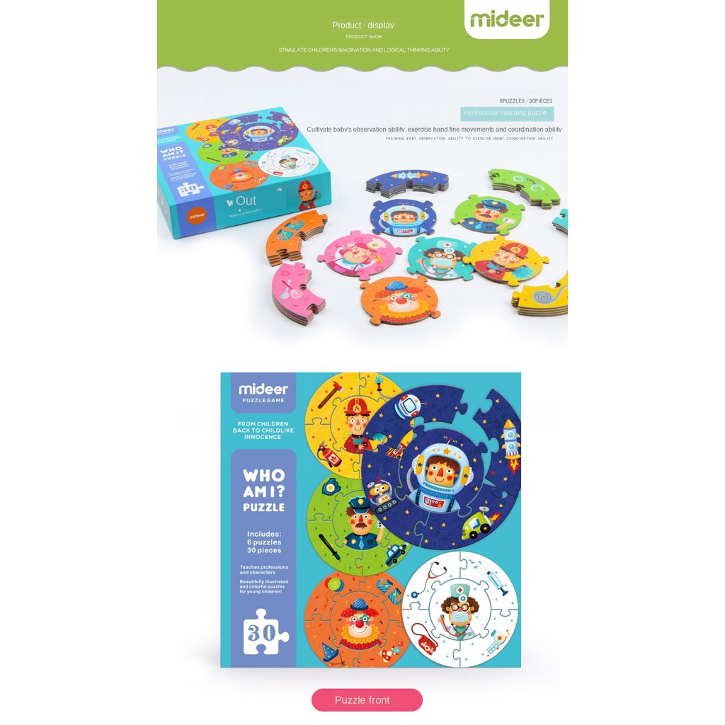 Mideer Puzzle Who am I Double Sided Jobs Educational Toys Sensory