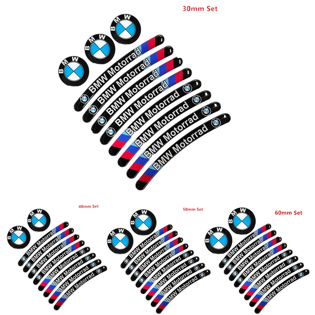 Motorcycle BMW Logo 3D Gel Wheel Hub Sticker Round Decals Set