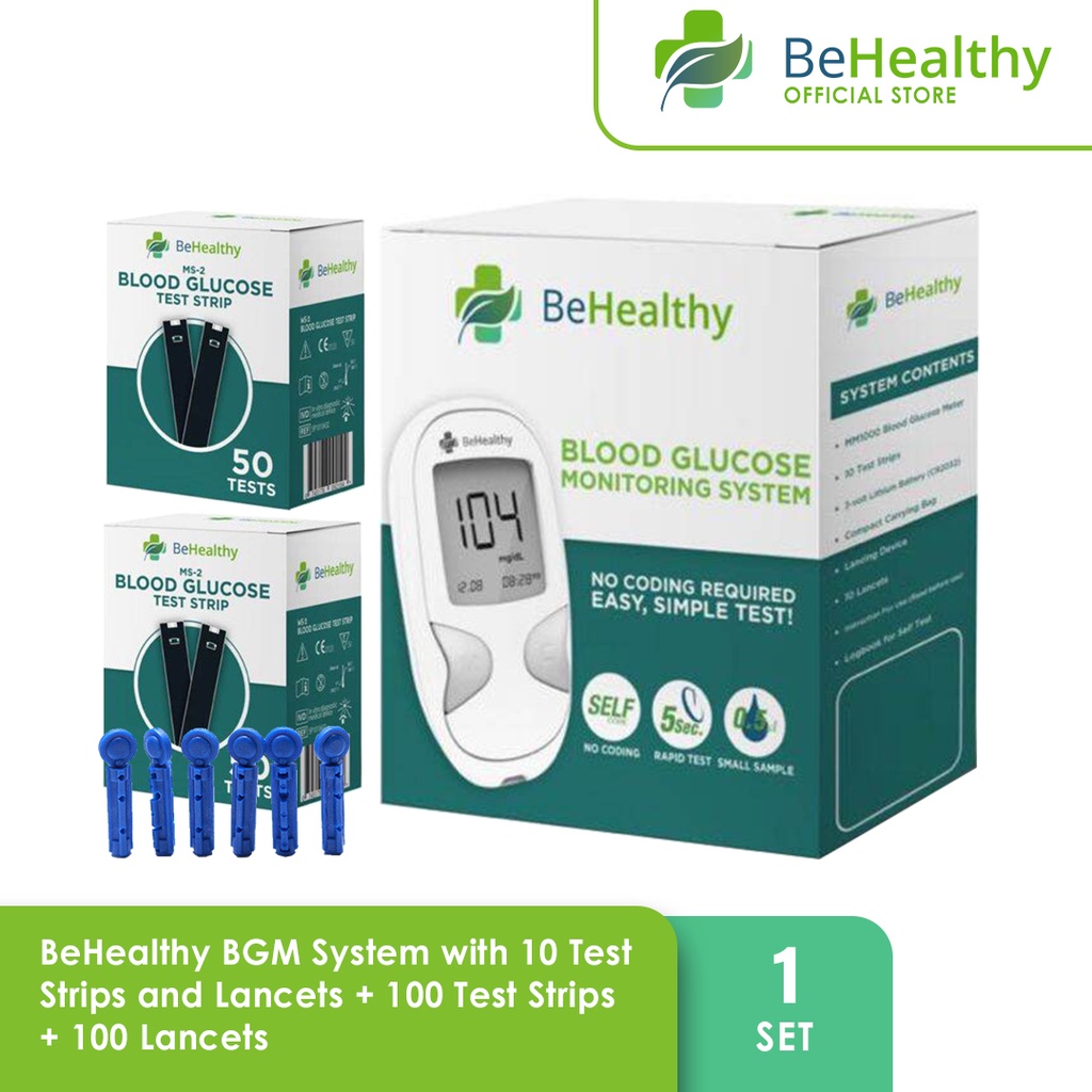BeHealthy Blood Glucose Sugar Test Kit Bundle kit, 110
