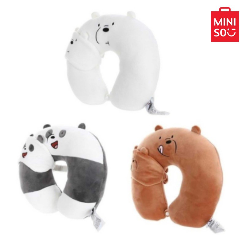 Miniso We Bare Bears UShaped Cushion Neck Travel Pillow with Eye Mask