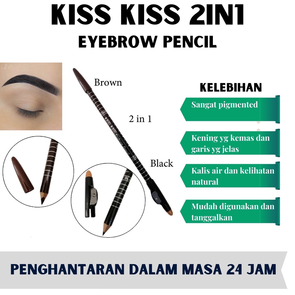 Kiss Kiss 2in1 Eyebrow Pencil Black And Brown Forehead Painting Pencil