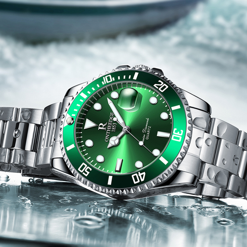 Men's Watch Luminous Waterproof Rolex Green Ghost element Watch Business fashion Quartz Men Watch Relo stainless steel Watch for men