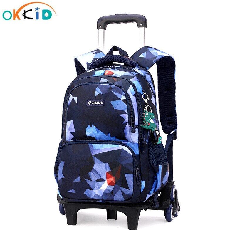 2022 New Kids School Bag With Wheels Rolling Backpack For Boys Children ...