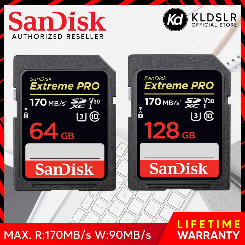 SanDisk Extreme Pro 64GB / 128GB 170MB/s UHS-I SDXC Memory Card ...