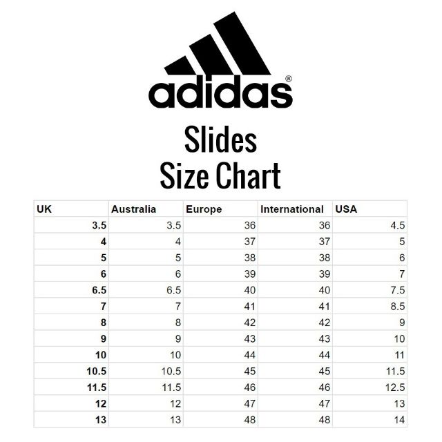 adidas slides size chart