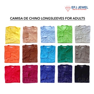 ( 15 COLORS ) Camisa de Chino LONGsleeve Colored for Teens & ADULT- EFJ JEWEL Brand ( S TO 3XL )