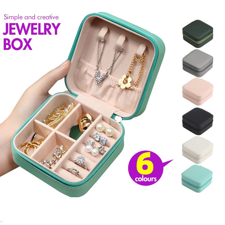 Jewelry Storage Box Zipper Portable Travel Jewelry Box Velvet Jewelry